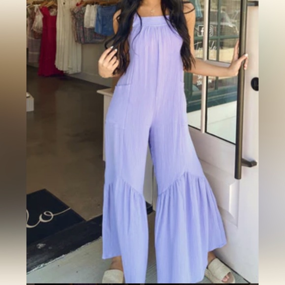 40 Boho -Cotton gauze solid fabric Wide leg
Jumpsuit - Picture 4 of 4